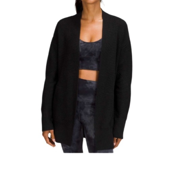 lululemon athletica Sweaters - LULULEMON Black Open Front Cardigan Sweater 
Women Size M/L